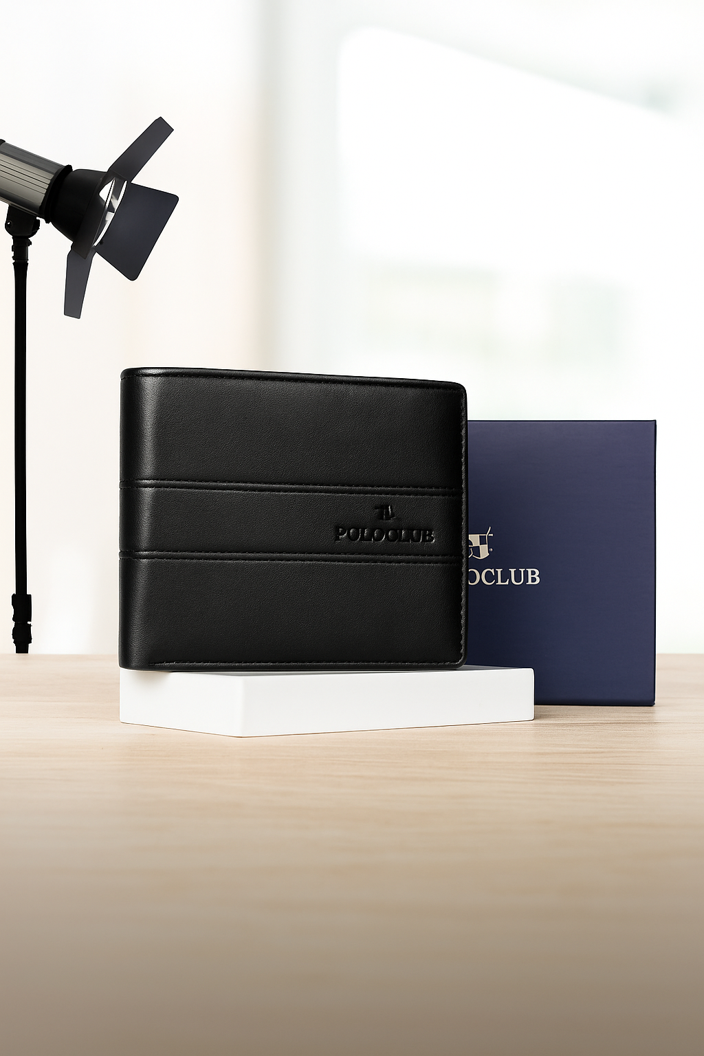 PoloClub Men's Leather Wallet | Premium Bifold Design - Black & Blue