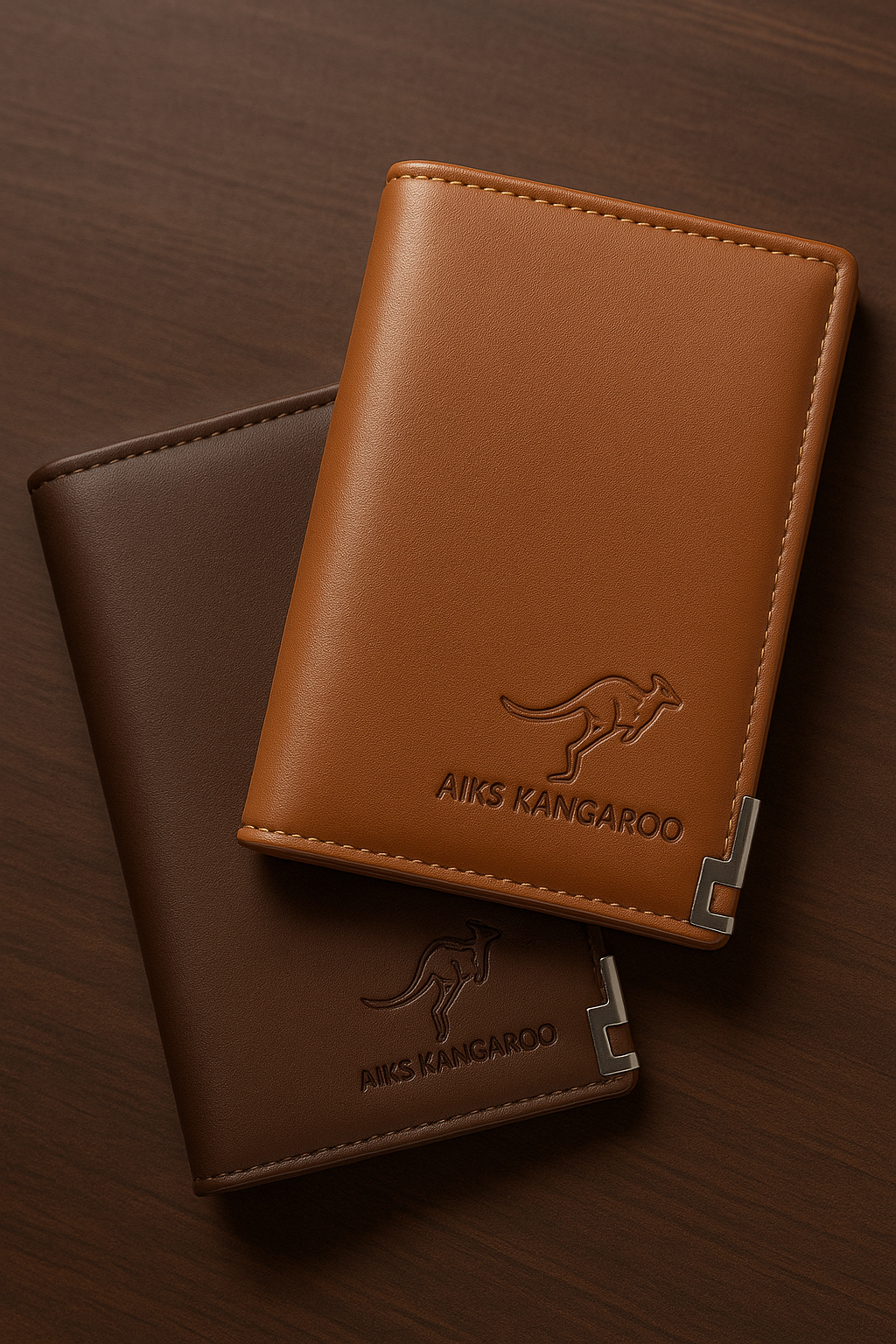 Aiks Kangaroo Brown Genuine Leather Wallet for Men – Premium & Slim