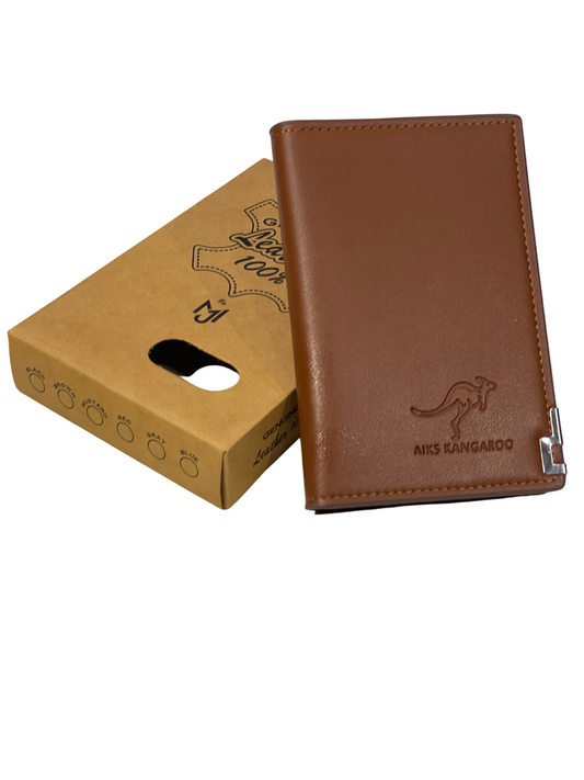 Men’s Light Brown Leather Wallet – Slim Bifold with RFID Blocking | AIKS Kangaroo | Stylish Gift Wallet