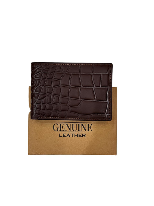 Dark Brown Genuine Cow Leather Wallet – Slim Landscape Design, Easy to Carry