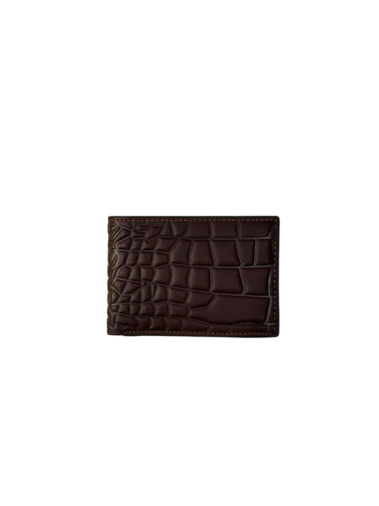 Dark Brown Genuine Cow Leather Wallet – Slim Landscape Design, Easy to Carry