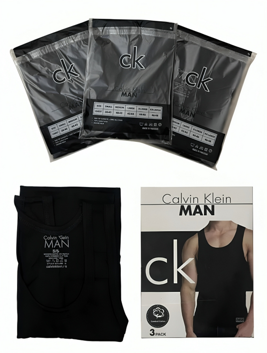 Calvin Klein Men’s Cotton Vest (Pack of 3) - Classic Black Men’s Vests