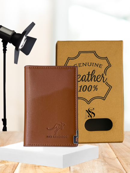 Aiks Kangaroo Brown Genuine Leather Wallet for Men – Premium & Slim