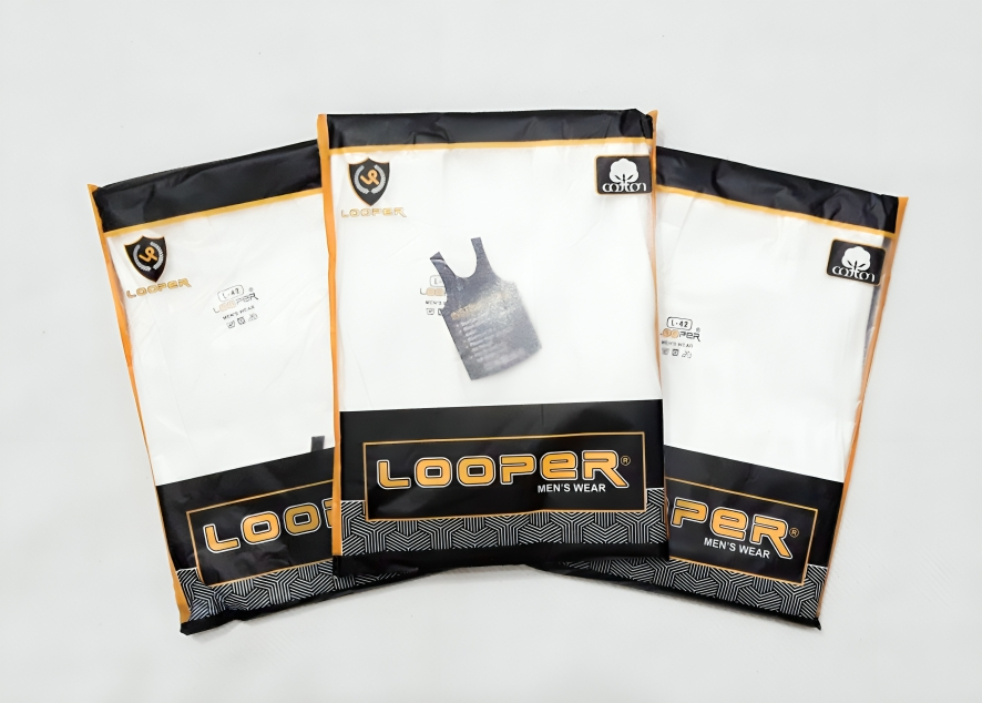 Looper Men’s Cotton Vest (Pack of 3) – Premium White Cotton Vests